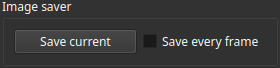 Image Saver section of the user interface showing a button labeled Save current image and a checkbox labeled Save each image. The checkbox is unchecked.