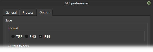 Main output file format preferences